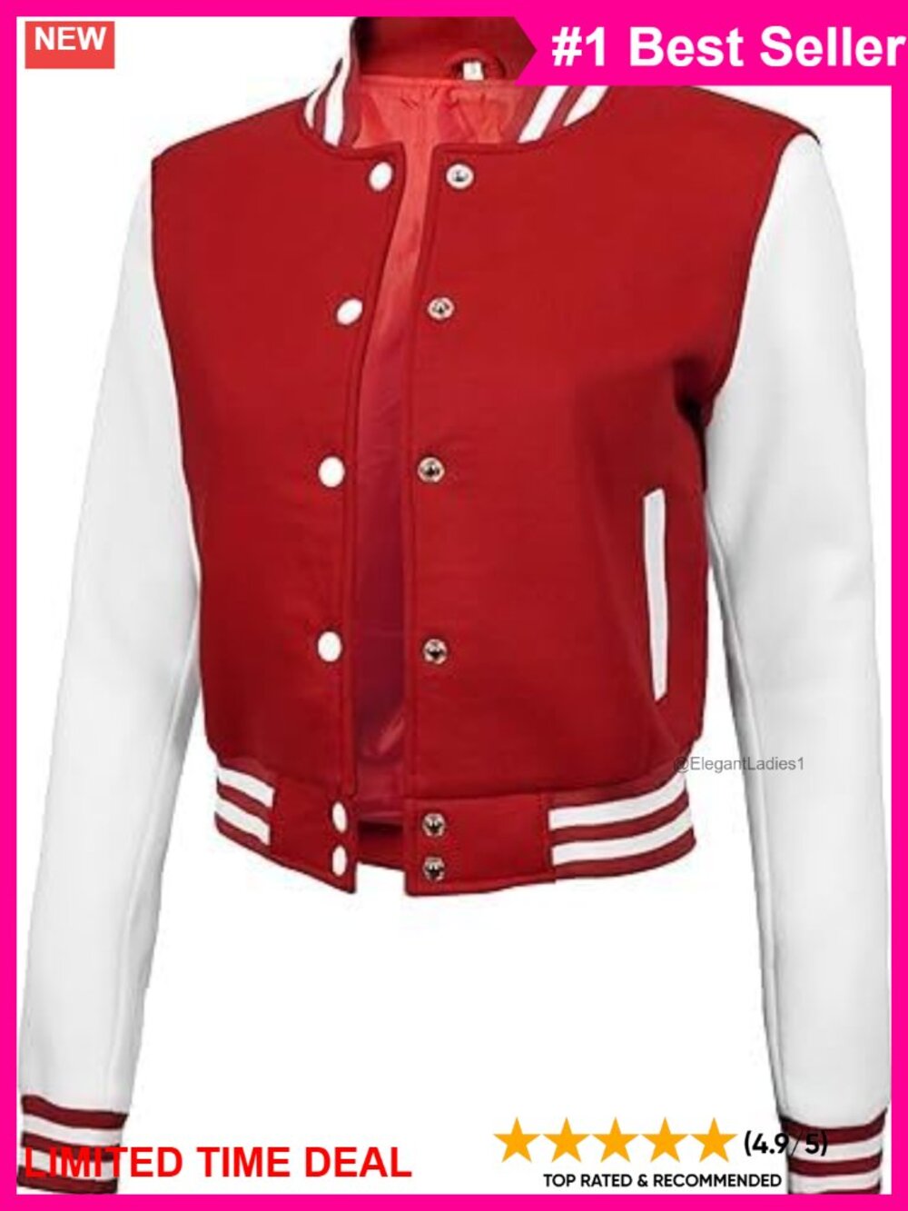 Women's Varsity Bomber Jacket Fleece Letterman Cropped Style